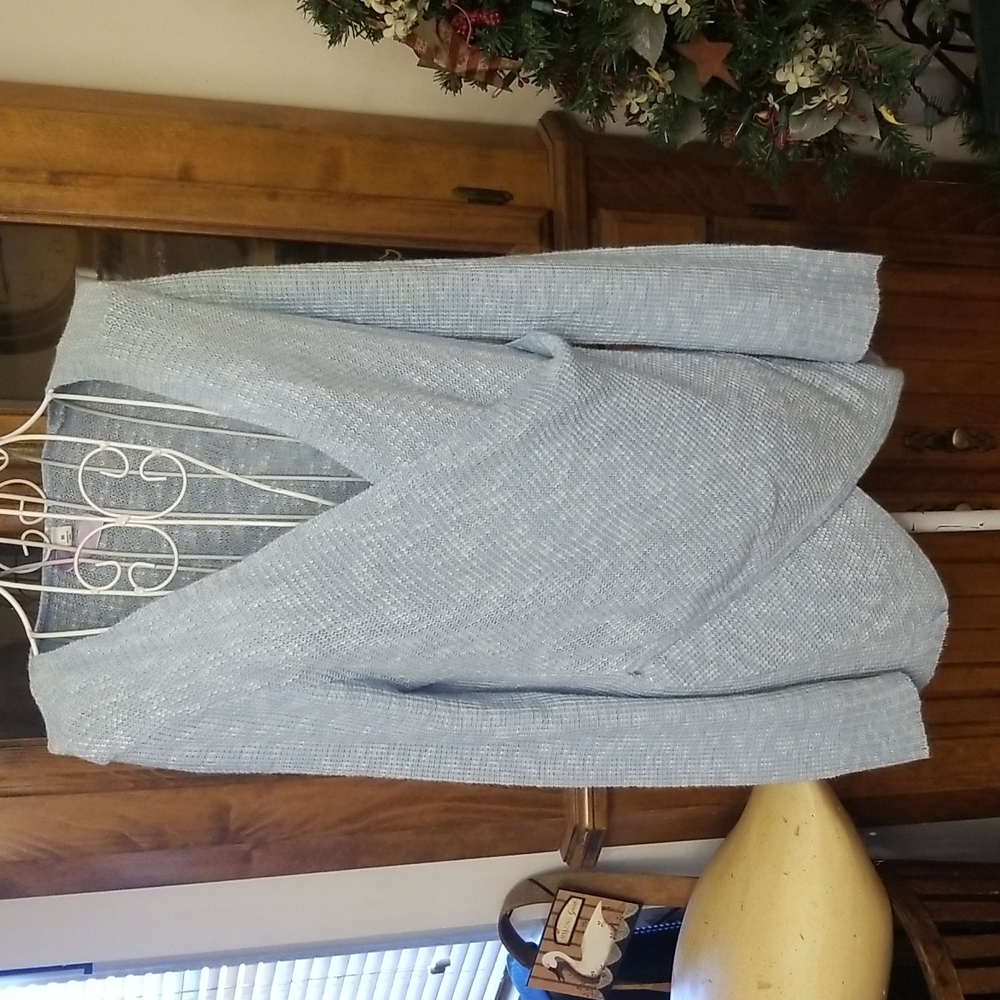 Alya baby blue and white flecked waffle knit sweater